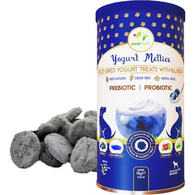 Pawfect Pawfect All Natural Grain-free Yogurt with Blueberry Prebiotic Probiotic Freeze-dried Dog Treat, 1.34-oz canister