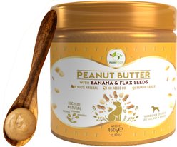 Pawfect All Natural Peanut Butter with Banana & Flaxseeds Grain-Free Food Topper & Lickable Dog Treat, 15.87-oz jar