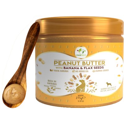 Pawfect Pawfect All Natural Peanut Butter with Banana & Flaxseeds Grain-Free Food Topper & Lickable Dog Treat, 9.7-oz jar