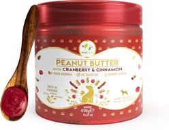 Pawfect All Natural Peanut Butter with Cranberry & Cinnamon Grain-Free Food Topper & Lickable Dog Treat, 15.87-oz jar
