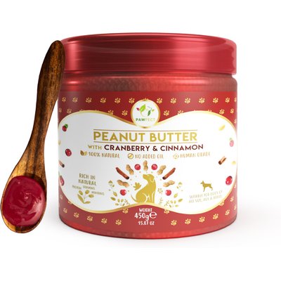 Pawfect Pawfect All Natural Peanut Butter with Cranberry & Cinnamon Grain-Free Food Topper & Lickable Dog Treat, 15.87-oz jar