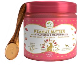Pawfect All Natural Peanut Butter with Strawberry & Pumpkin Seeds Grain-Free Food Topper & Lickable Dog Treat, 15.87-oz jar