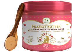 Pawfect All Natural Peanut Butter with Strawberry & Pumpkin Seeds Grain-Free Food Topper & Lickable Dog Treat, 9.70-oz jar