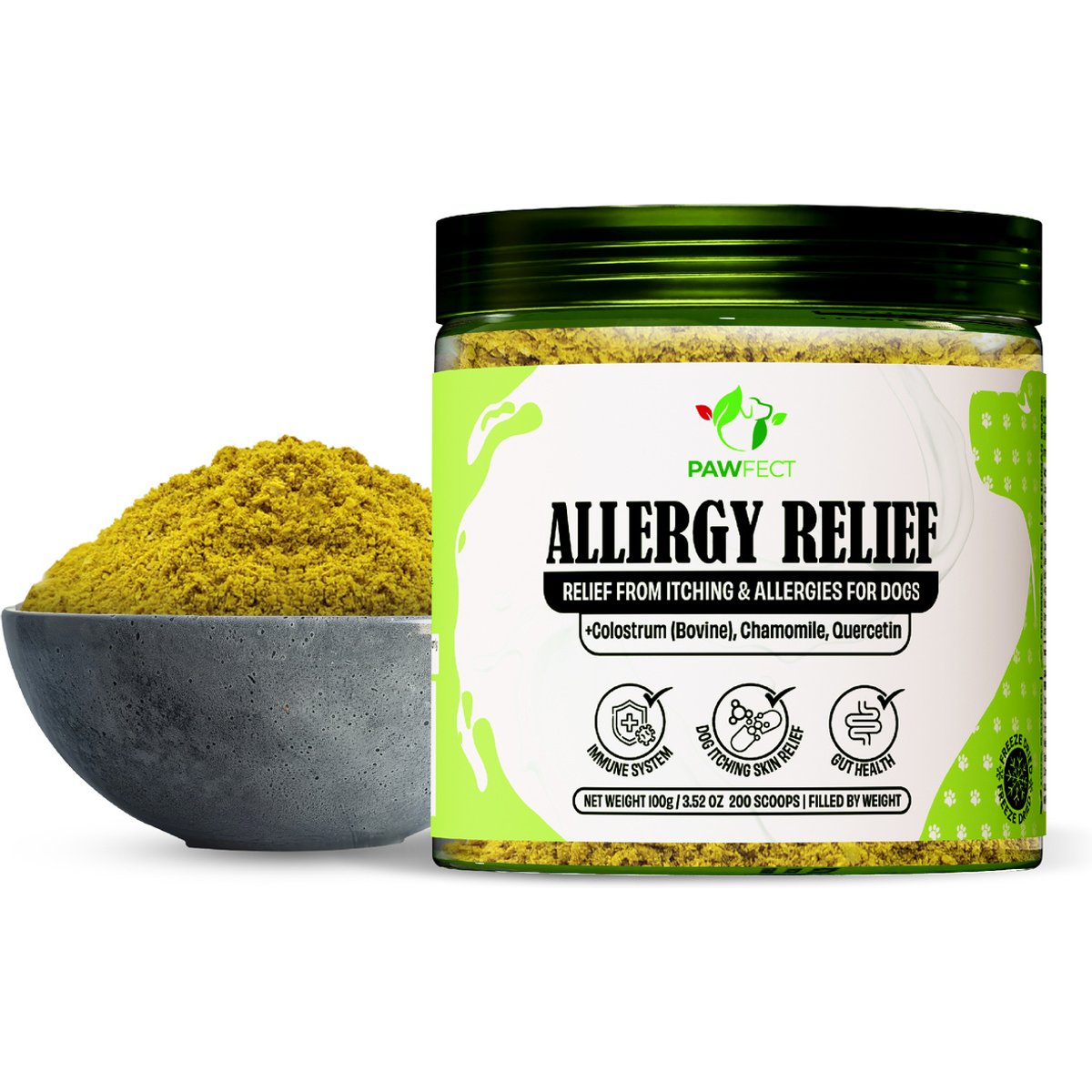 Pawfect Allergy Relief Food Topper Supplement for Dogs, 100-g