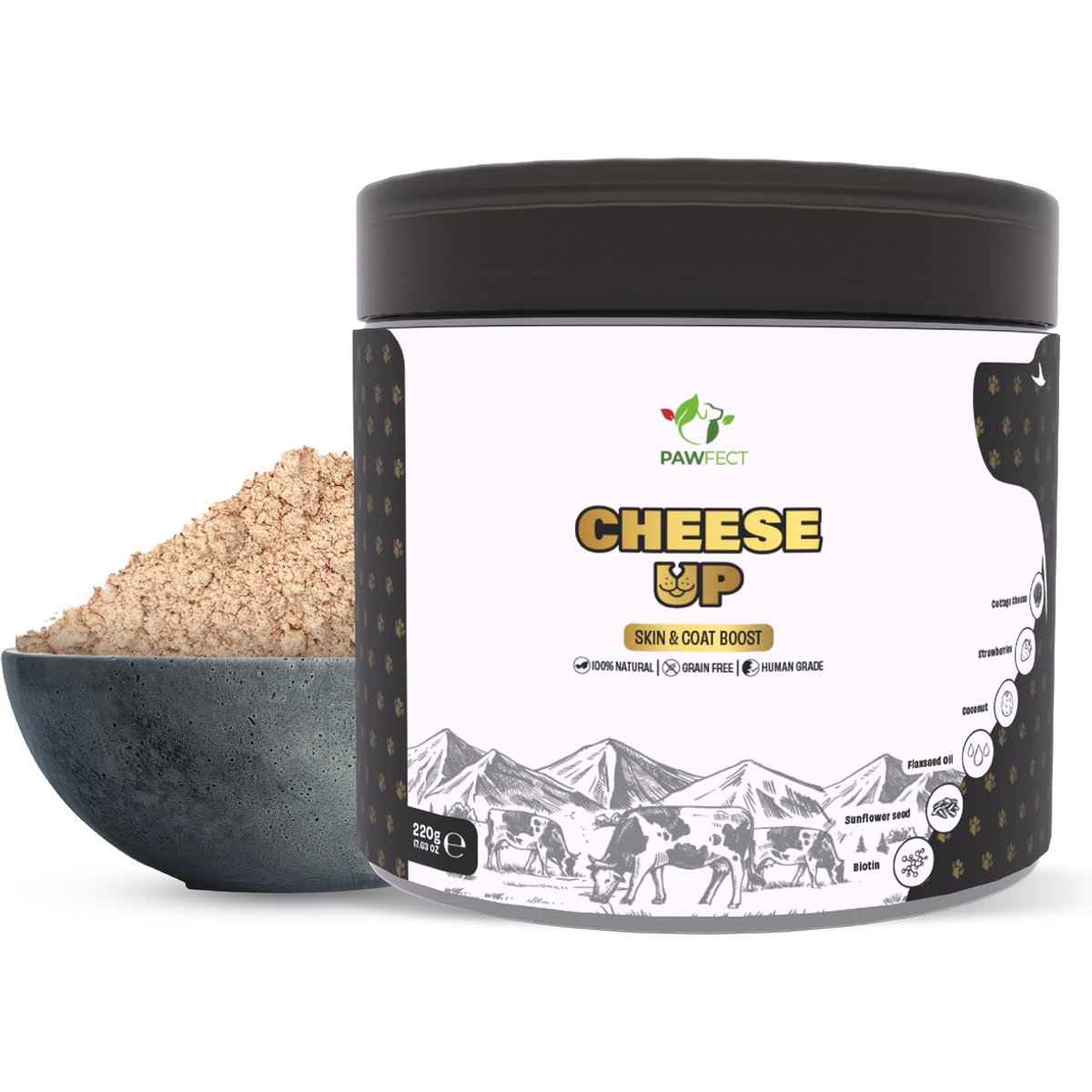 Pawfect Cheese Up All Natural Grain-Free Dog Food topper, 7.76-oz jar