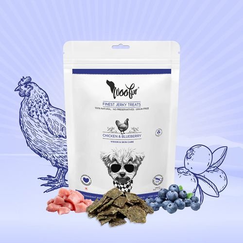 Pawfect Woofur Chicken & Blueberry Air-Dried All Natural Grain-Free Jerky Dog Training Treat, 1.76-oz bag