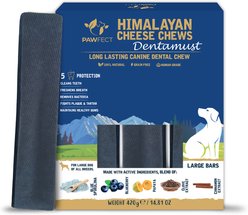 Pawfect Dentamust Himalayan Cheese Chews Large All Natural High-Protein Grain-Free with Blueberry Blue Sipirulina Papaya Clove Extract & Cinnamon Extract Dental Dog Treats, 3 count