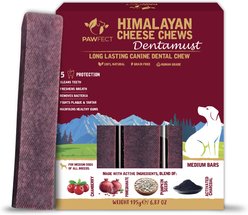 Pawfect Dentamust Himalayan Cheese Chews Medium All Natural High-Protein Grain-Free with Cranberry Pomengranate Pumpkin seeds & Activated Charcoal Dental Dog Treats, 6.87-oz