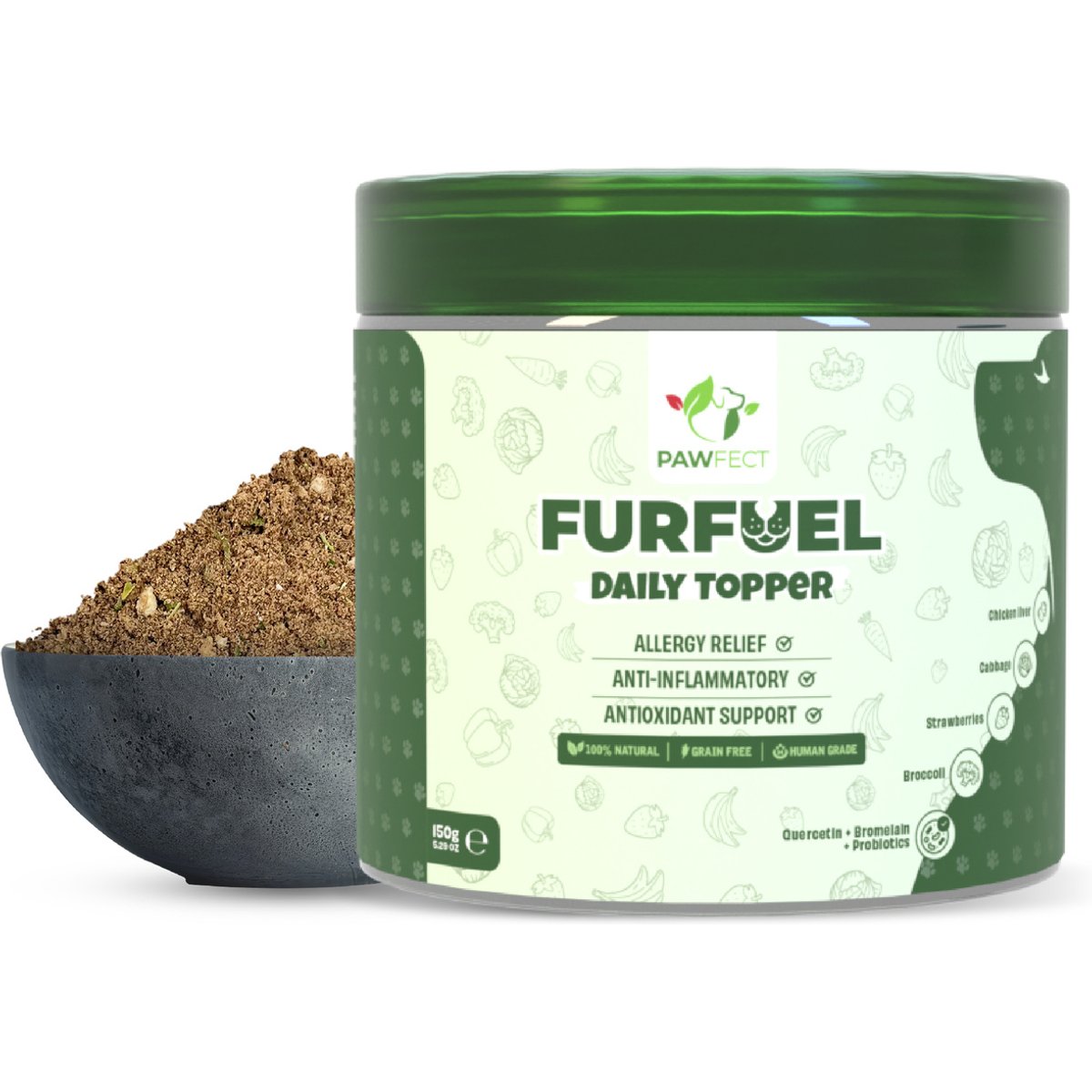 Pawfect Furfuel All Natural Grain-Free Daily Food Topper for Dogs, 5.29-oz jar
