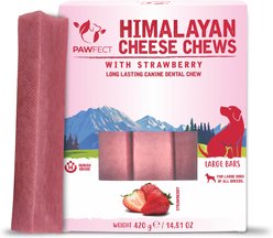 Pawfect Himalayan Cheese Chews Large All Natural High-Protein Grain-Free with Strawberry Dental Dog Treats, 3 count