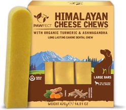 Pawfect Himalayan Yak Cheese Chews Large Long-Lasting All-Natural with Real Turmeric & Ashwagandha-Indian Ginseng Dental Dog Treats, 14.81-oz