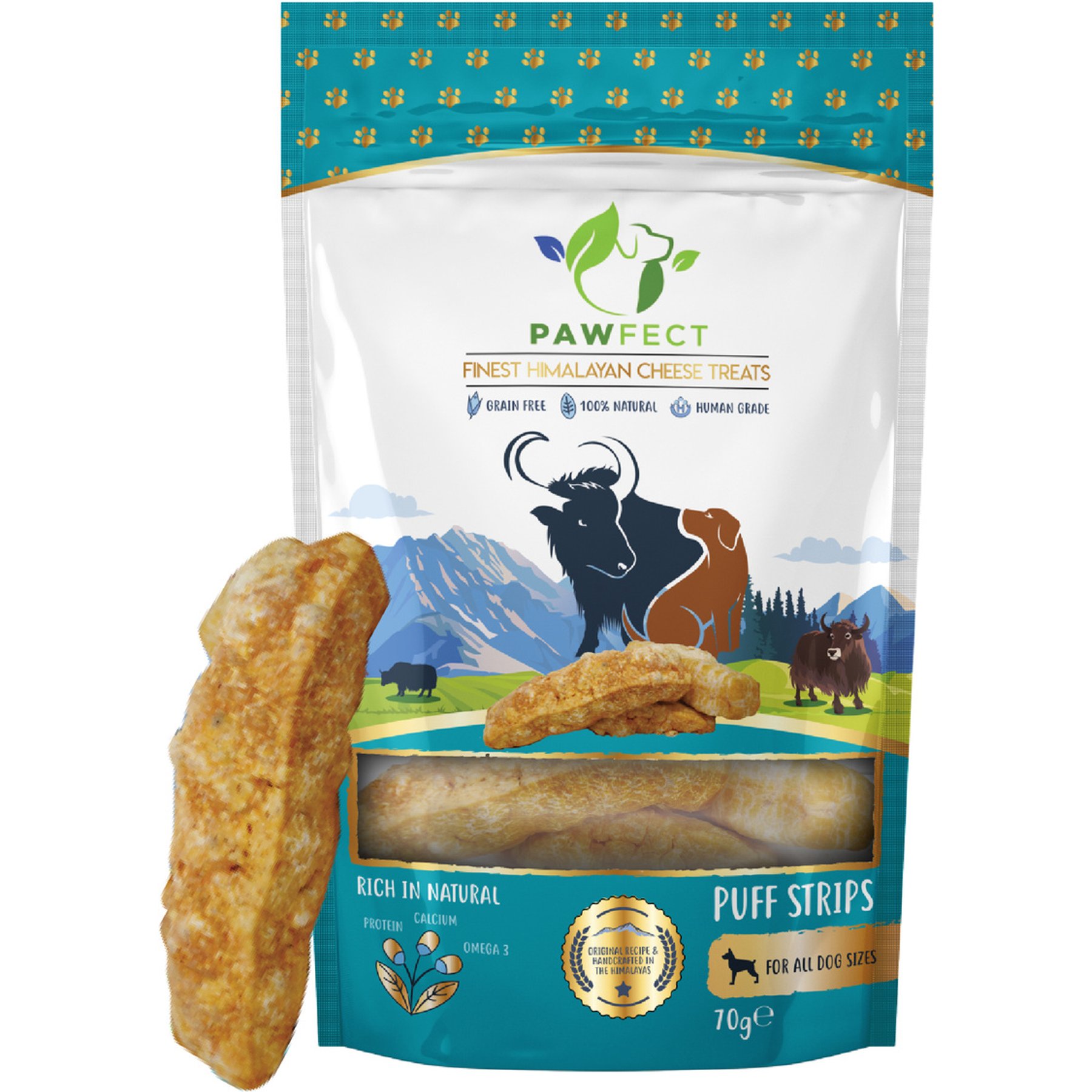 Pawfect Himalayan Cheese Puff Strips All Natural Grain-Free High-Protein Crunchy Dog Training Treat, 2.47-oz bag