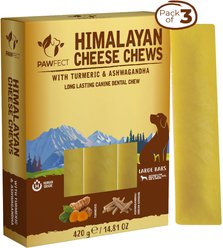 Pawfect Himalayan Cheese Chews Large All Natural High-Protein Grain-Free with Turmeric & Ashwagandha-Indian Ginseng Dental Dog Treats, 3 count