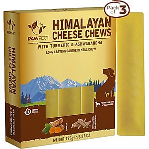 Pawfect Himalayan Cheese Medium with Turmeric & Ashwagandha Dog Chews, 3 count