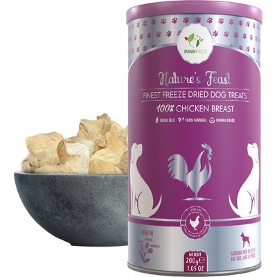 Pawfect Pawfect Nature's Feast All Natural Grain-Free Chicken Breast Freeze-Dried Single Ingredient Dog Training Treats, 7.05-oz canister