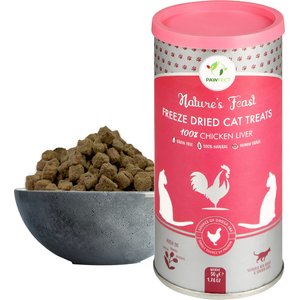 Pawfect Nature's Feast All Natural Grain-Free Chicken Liver Freeze-Dried Single Ingredient Cat Training Treats, 1.76-oz canister