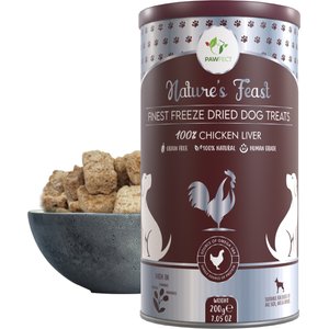 Pawfect Nature's Feast All Natural Grain-Free Chicken Liver Freeze-Dried Single Ingredient Dog Training Treats, 7-oz canister