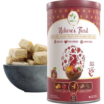 Pawfect Pawfect Nature's Feast Chicken with Pumpkin & Apple Grain-Free All Natural Freeze-Dried, Dog Training Treat, 1.76-oz canister