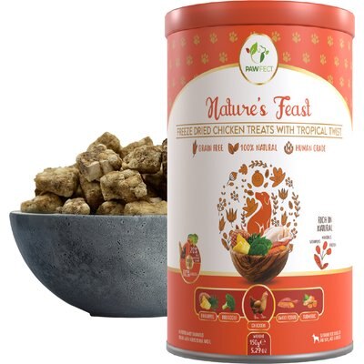 Pawfect Pawfect Nature's Feast All Natural Grain-Free Chicken with Tropical Fruits & Vegetables Freeze-Dried Dog Training Treats, 5.29-oz canister