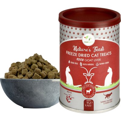 Pawfect Pawfect Nature's Feast All Natural Grain-Free Goat Liver Freeze-Dried Single Ingredient Cat Training Treats, 1.76-oz canister