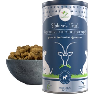 Pawfect Pawfect Nature's Feast Goat Liver Grain-Free All Natural Freeze-Dried Dog Training Treat, 7.05-oz canister