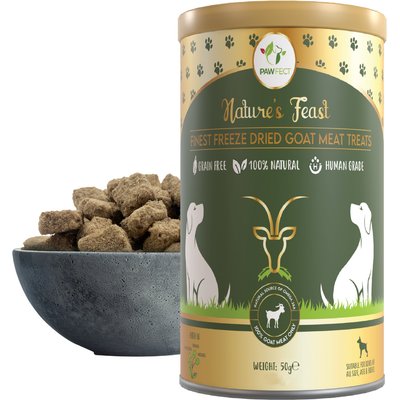 Pawfect Pawfect Nature's Feast All Natural Grain-Free Goat Meat Freeze-Dried Single Ingredient Dog Training Treats, 1.76-oz canister