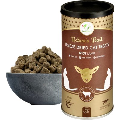 Pawfect Pawfect Nature's Feast All Natural Grain-Free Lamb Meat Freeze-Dried Single Ingredient Cat Training Treats, 1.76-oz canister