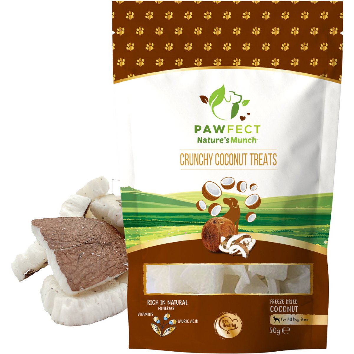 Pawfect Nature's Munch All Natural Grain-Free Real Coconut Freeze-Dried Single Ingredient Dog Training Treats, 1.76-oz bag