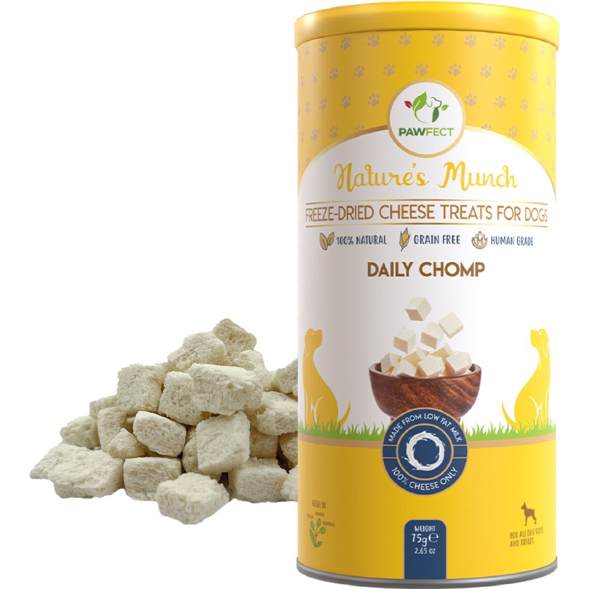 Pawfect Nature's Munch Freeze-Dried Functional Daily Chomp for Training Dog Treat, 2.65-oz canister