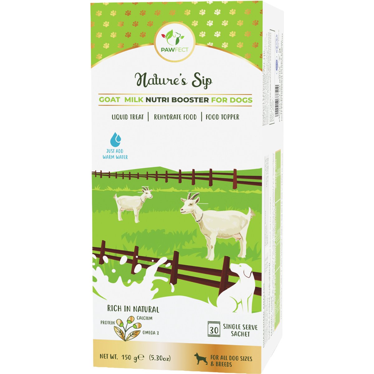 Pawfect Nature Sip Goat Milk Powder Grain-Free Dog Food Topper & Liquid Treat, 5.29-oz carton