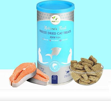 Show full view: Pawfect Nature's Feast Fish Meat Grain-Free All Natural Freeze-Dried Cat Training Treat, 1.76-oz canister slide 10 of 11