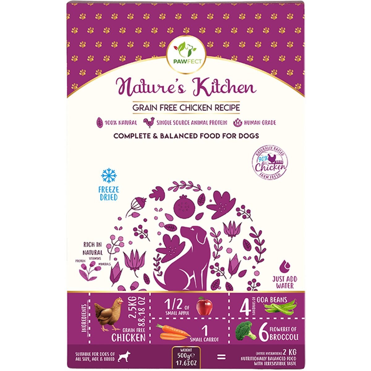 Pawfect Nature's Kitchen Freeze-Dried Food-Chicken Recipe Dog Treats, 17.63-oz bag