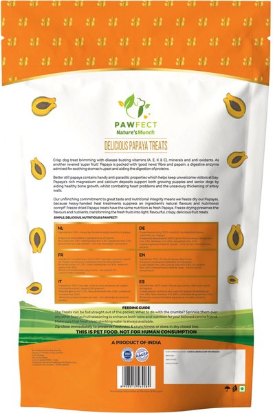 Pawfect Nature's Munch Freeze-Dried Papaya All Natural Vegan Dog Training Treat, 1.41-oz bag