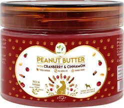 Pawfect All Natural Peanut Butter with Cranberry & Cinnamon Grain-Free Food Topper & Lickable Dog Treat, 3.53-oz jar