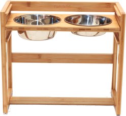 Pawfect Pets Adjustable Height Elevated Raised Dog Bowl Stand with four Stainless Steel Bowls, Large