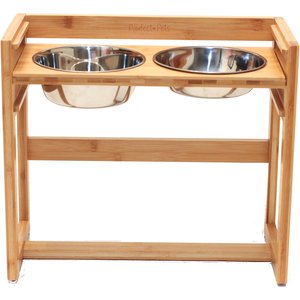 Pawfect Pets Adjustable Height Elevated Raised Dog Bowl Stand with four Stainless Steel Bowls, Large