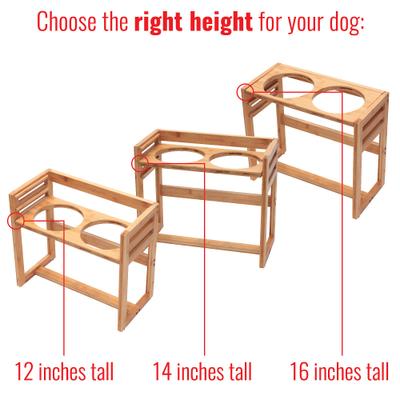 Show full view: Pawfect Pets Adjustable Height Elevated Raised Dog Bowl Stand with four Stainless Steel Bowls, Large slide 2 of 8