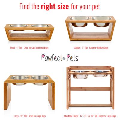 Show full view: Pawfect Pets Elevated Feeder Raised Dog Bowl Stand with four Stainless Steel Bowls, Large, 12-in slide 5 of 7
