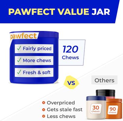 Show full view: PawfectChew Digestive Enzymes Prebiotics Fiber Chews Supplement for Dogs, 120 count slide 7 of 11