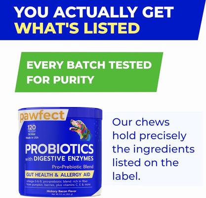 Show full view: PawfectChew Digestive Enzymes Prebiotics Fiber Chews Supplement for Dogs, 120 count slide 8 of 11