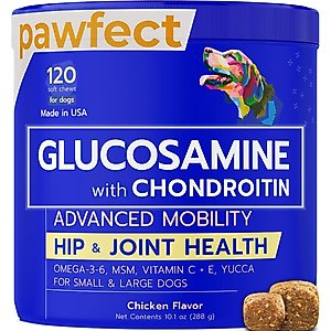 PawfectChew Glucosamine Hip & Joint Chew Supplement for Dogs, 120 count