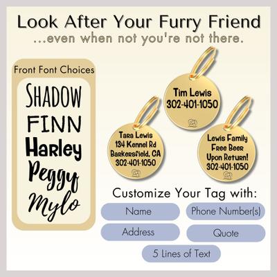 Show full view: PawFurEver Circle Personalized Dog ID Tag, Gold, Darknight slide 5 of 10