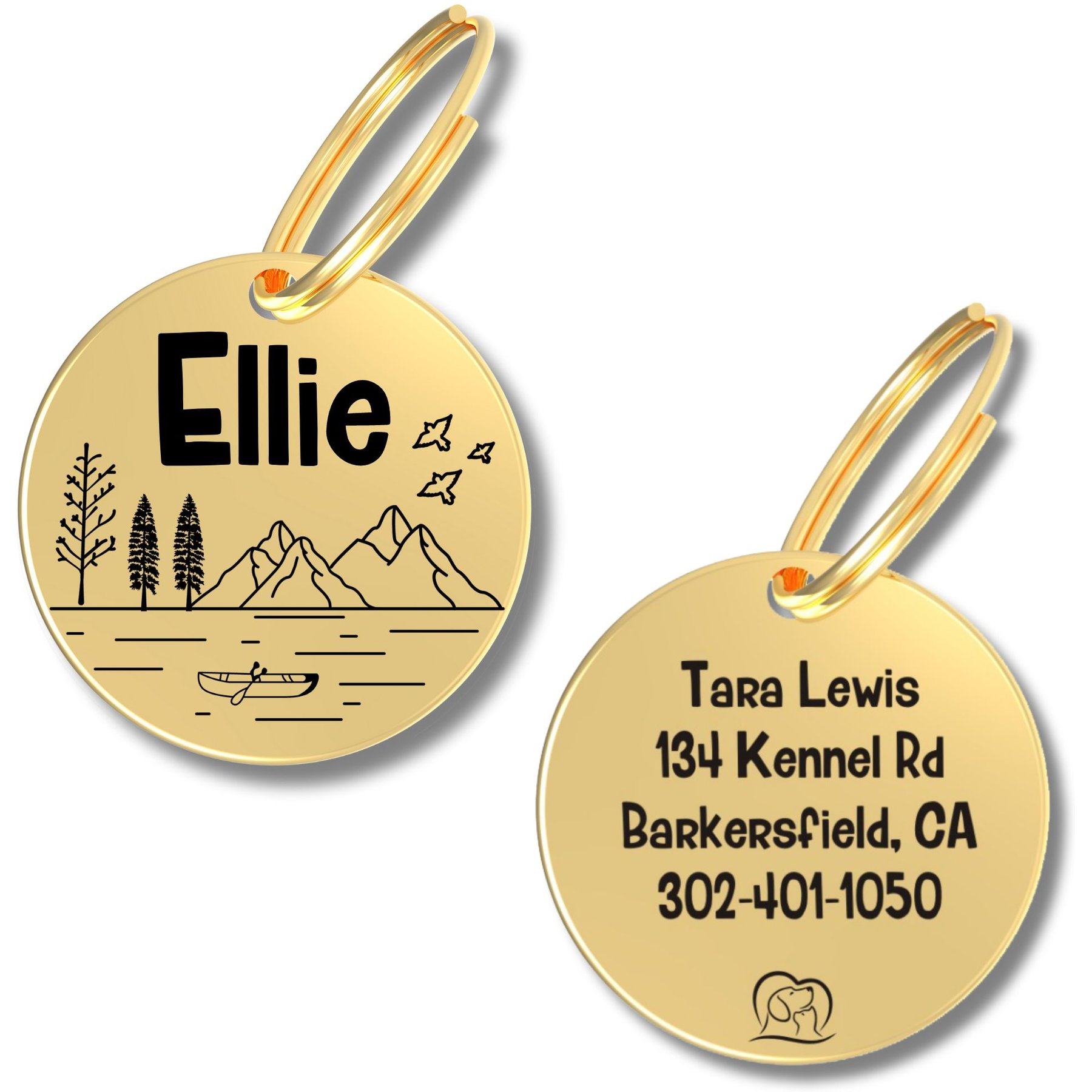 PawFurEver Circle Personalized Dog ID Tag, Gold, Tahoe