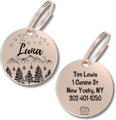 Show full view: PawFurEver Circle Personalized Dog ID Tag, Rose Gold, Darknight slide 1 of 10