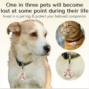 PawFurEver Circle Personalized Dog ID Tag, Rose Gold, Wildflower