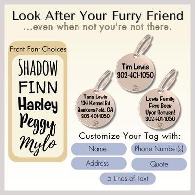Show full view: PawFurEver Circle Personalized Dog ID Tag, Rose Gold, Wildflower slide 6 of 11