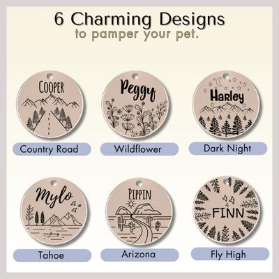 Show full view: PawFurEver Circle Personalized Dog ID Tag, Rose Gold, Wildflower slide 7 of 11