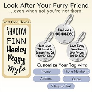 PawFurEver Circle Personalized Dog ID Tag, Silver, Wildflower