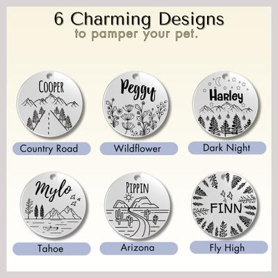 Show full view: PawFurEver Circle Personalized Dog ID Tag, Silver, Wildflower slide 6 of 10