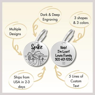 Show full view: PawFurEver Circle Personalized Dog ID Tag, Silver, Wildflower slide 7 of 10